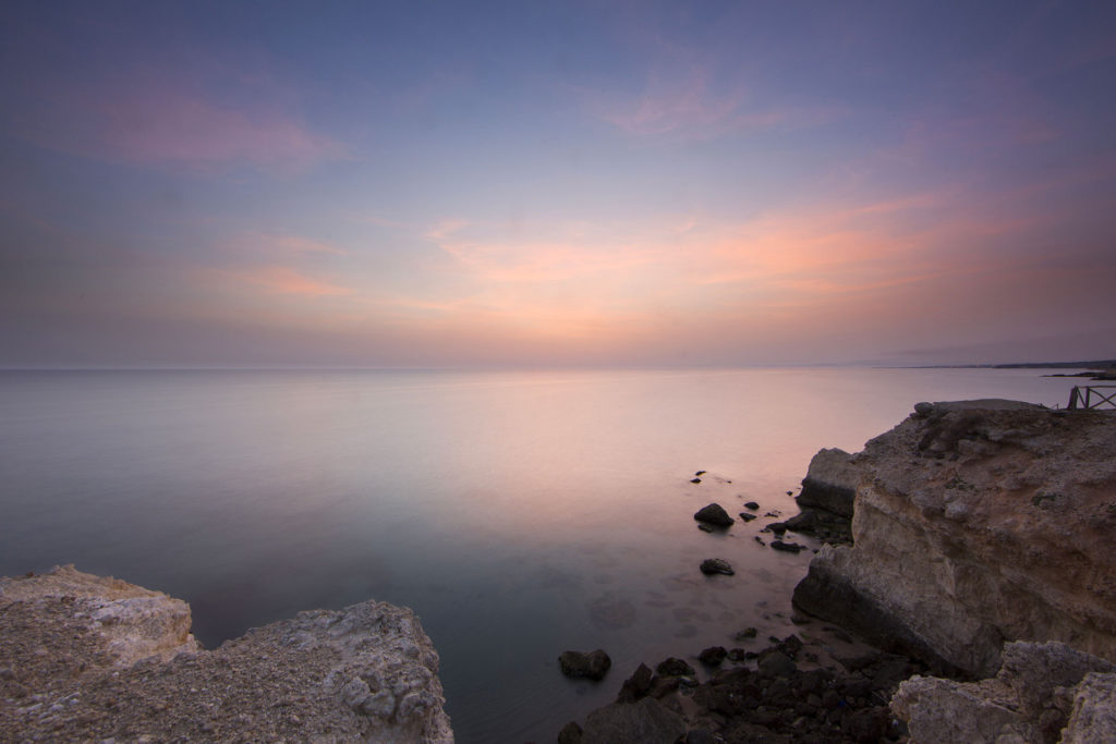 fotografia di paesaggio, mare, terra, e tramonto